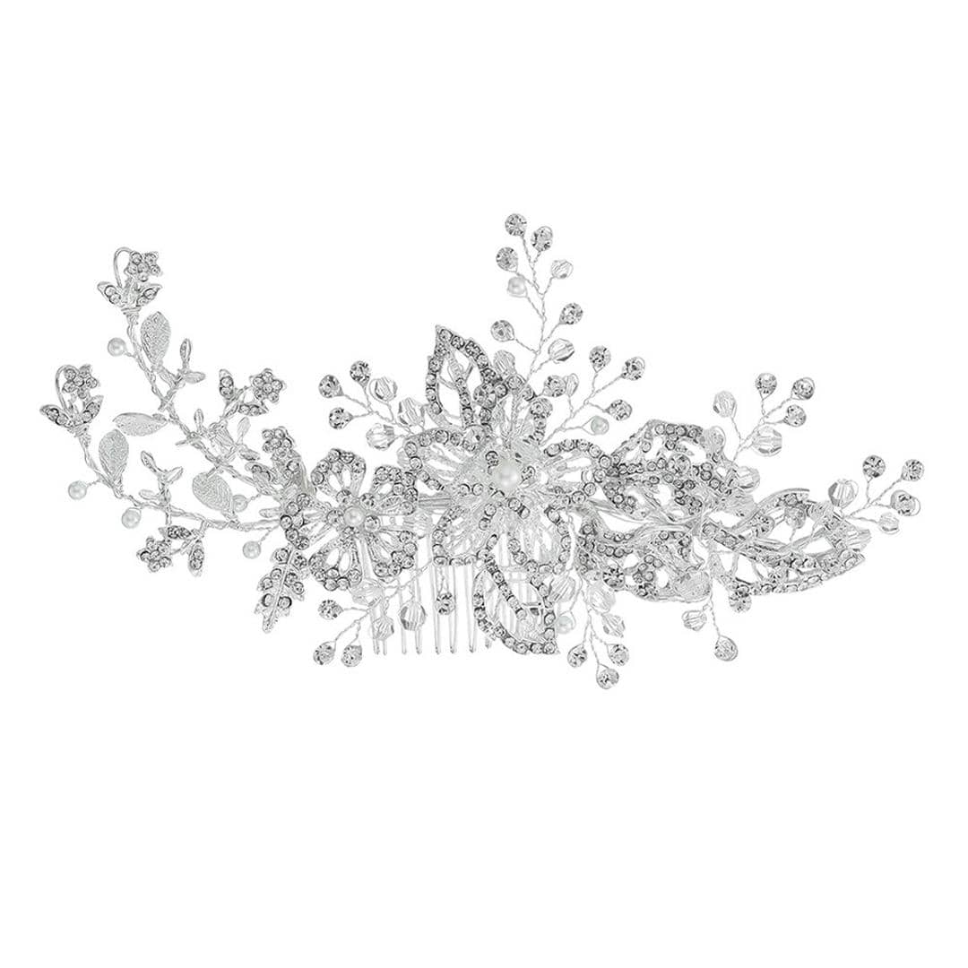 ヘッドドレス 小花 通販 ヘッドコサージュ 小枝アクセサリー 髪飾り ボンネ ビーズ パール 小枝 花 リーフ フラワー コーム ブライダル 結婚式 卒業式 成人式 発表会 パーティー ナチュラル アクセサリー ヘッドアクセ かわいい おしゃれ シルバー ・