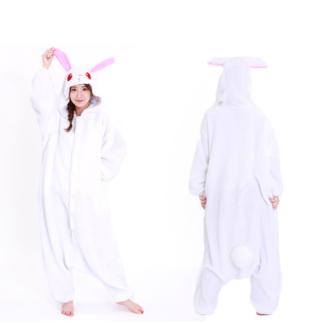着ぐるみ パジャマ 大人用 通販 動物 アニマル 部屋着 きぐるみ フリース 衣装 仮装 十二支 干支 かわいい コスチューム コスプレ イベント 体育祭 学園祭 文化祭 パーティー SAZAC サザック 白うさぎ ・