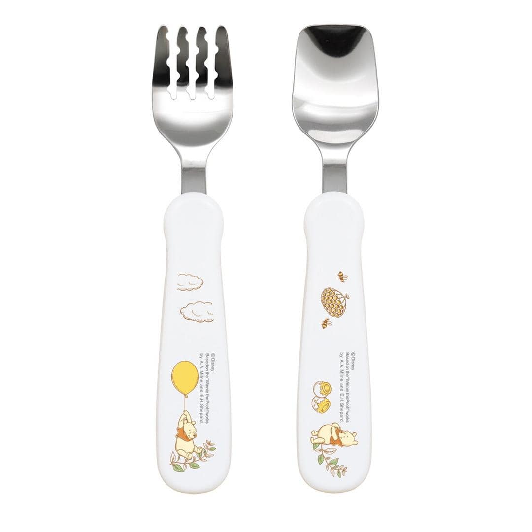 スプーン フォーク セット 子供 通販 スプーンフォークセット キャラクター ステンレス 握りやすい かわいい なめらか 滑らか 食器洗浄機 乾燥機OK 子供用 子ども カトラリー 離乳食 男の子 女の子 入園入学 保育園 エジソンママ ギフト 贈り物 プー ・