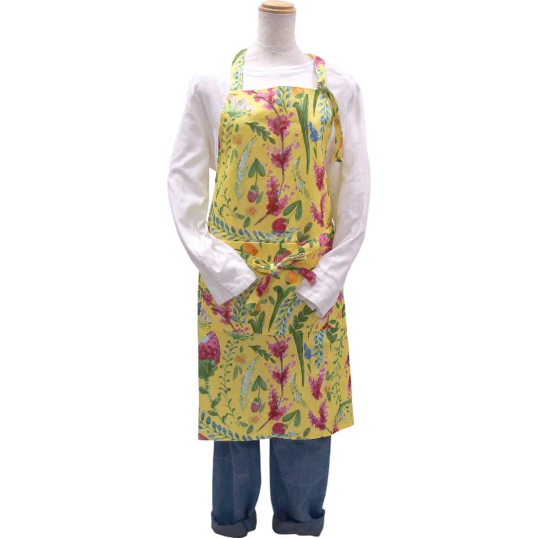 エプロン おしゃれ 通販 前掛け 前結び 前 結び レディース 大人 女性 保育士 主婦 可愛い かわいい オシャレ 家事 炊事 料理教室 調理実習 お稽古 習い事 母の日 ギフト 贈り物 台所用品 キッチンファブリック ナチュラル 生活雑貨 イエロー ・