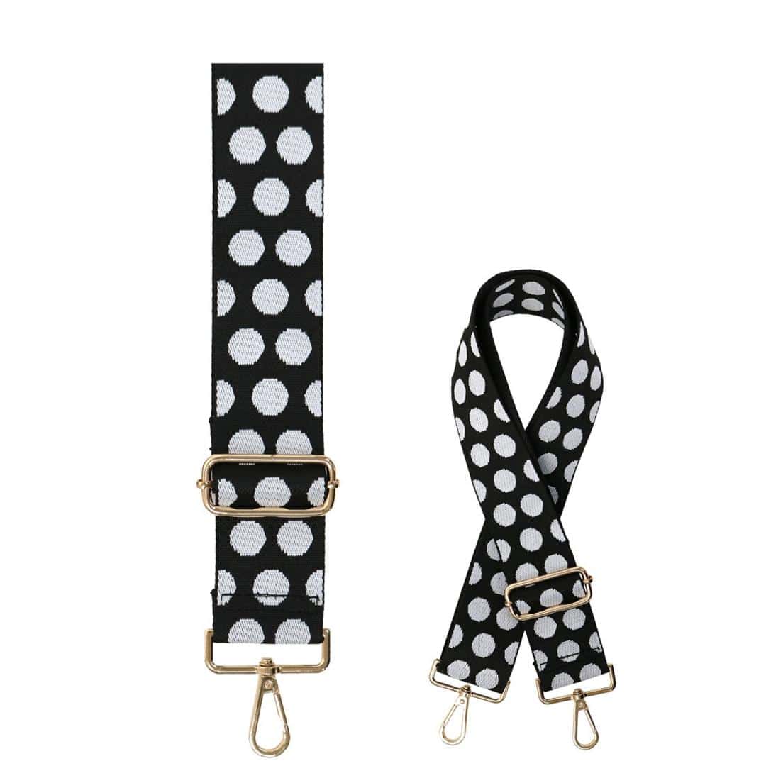 ストラップ 着せ替え バッグ用 通販 着せ替えストラップ ショルダーストラップ 付け替えストラップ ショルダーベルト 肩ひも 肩紐 バッグ小物 バック小物 付け替え 簡単 バック用 可愛い かわいい ファッション小物 バッグアクセサリー おしゃれ オシャレ ドットBK/GD ・
