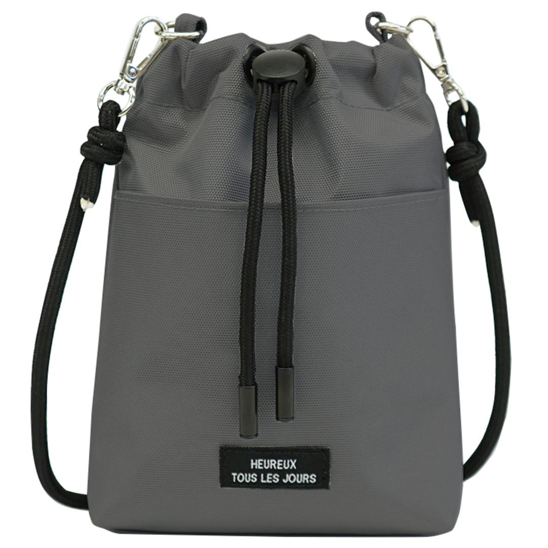 スマホショルダーバッグ 軽い 通販 スマホポーチ スマホ ショルダーバッグ スマートフォン ポーチ ミニショルダーバッグ 巾着バッグ 斜めがけバッグ 小さめ メンズ レディース おしゃれ シンプル 無地 KTK-1100 旅行 アウトドア 可愛い 男女兼用バッグ ダークグレー ・