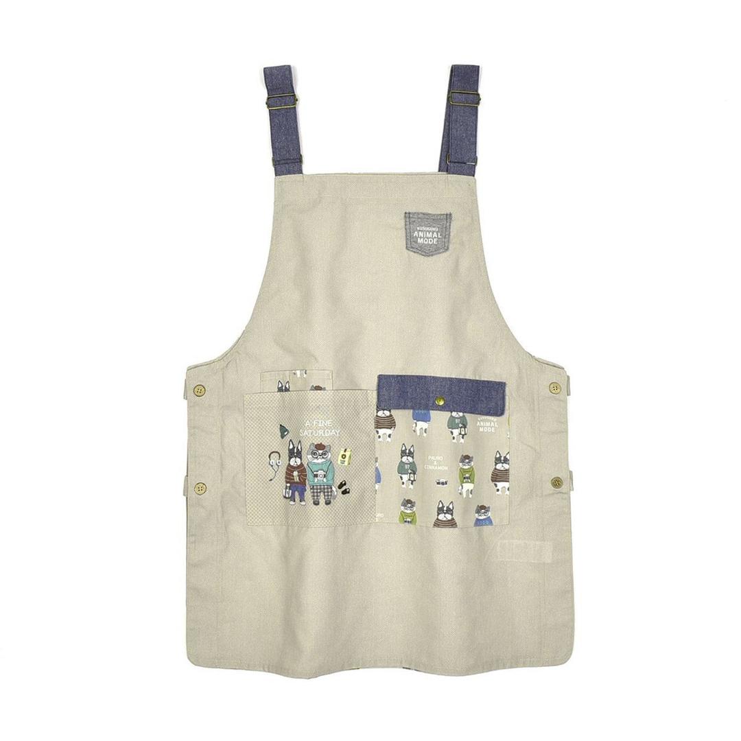 エプロン 保育士 通販 ワークエプロン クスグルジャパン ホームウェア ミセス ファッション レディース キッチン 台所 カフェ 大人 家事 誕生日 母の日 敬老の日 動物 アニマル 贈り物 ギフト おしゃれ かわいい アニマルモード/ベージュ ・