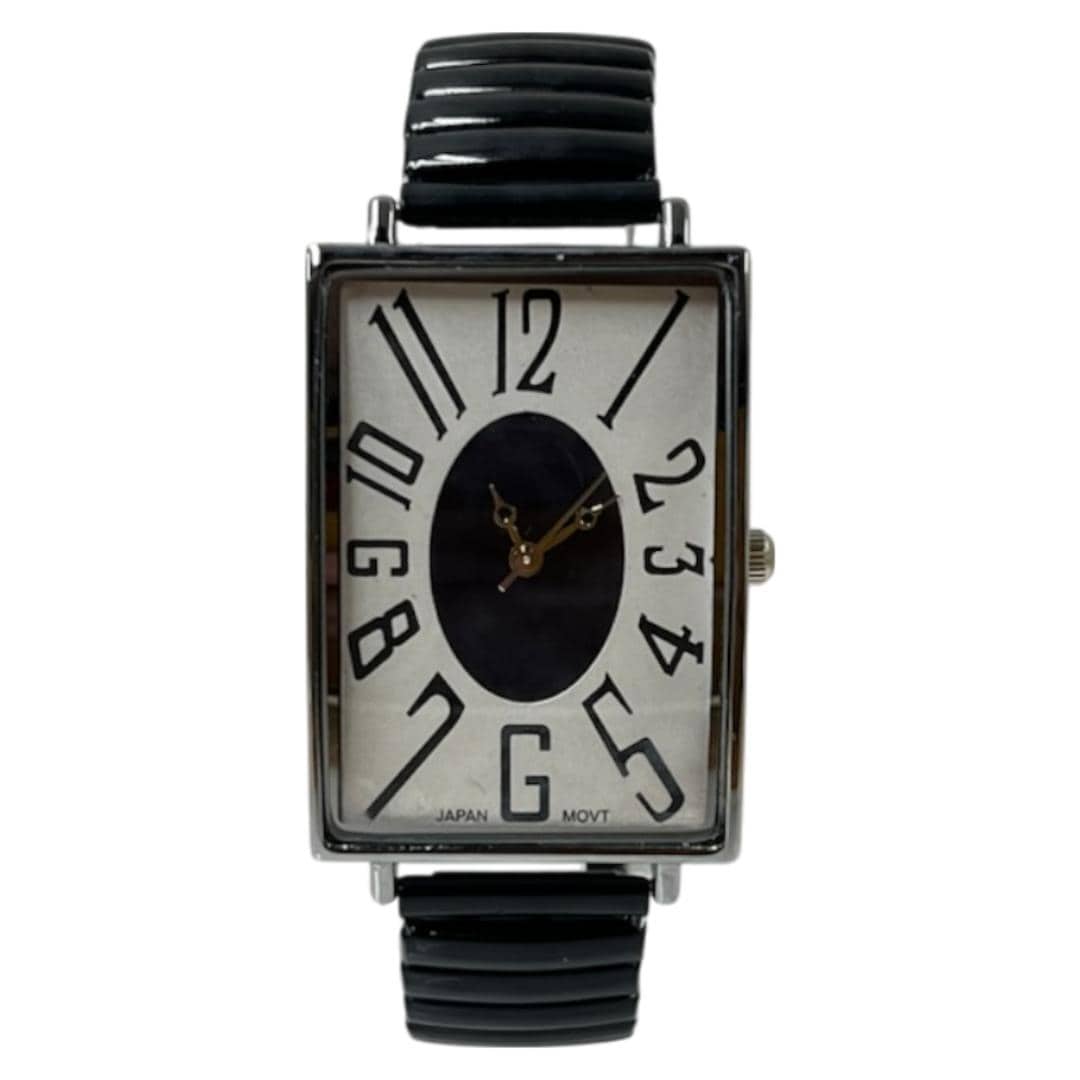 腕時計 レディース ジャバラ 通販 蛇腹腕時計レディース じゃばら 蛇腹 リストウォッチ アナログ 時計 レディース時計 四角 長方形 メンズ レディース腕時計 ジャバラ時計 おしゃれ オシャレ かわいい 可愛い ACONTeG アコンテジ L446SQ ブラック ・