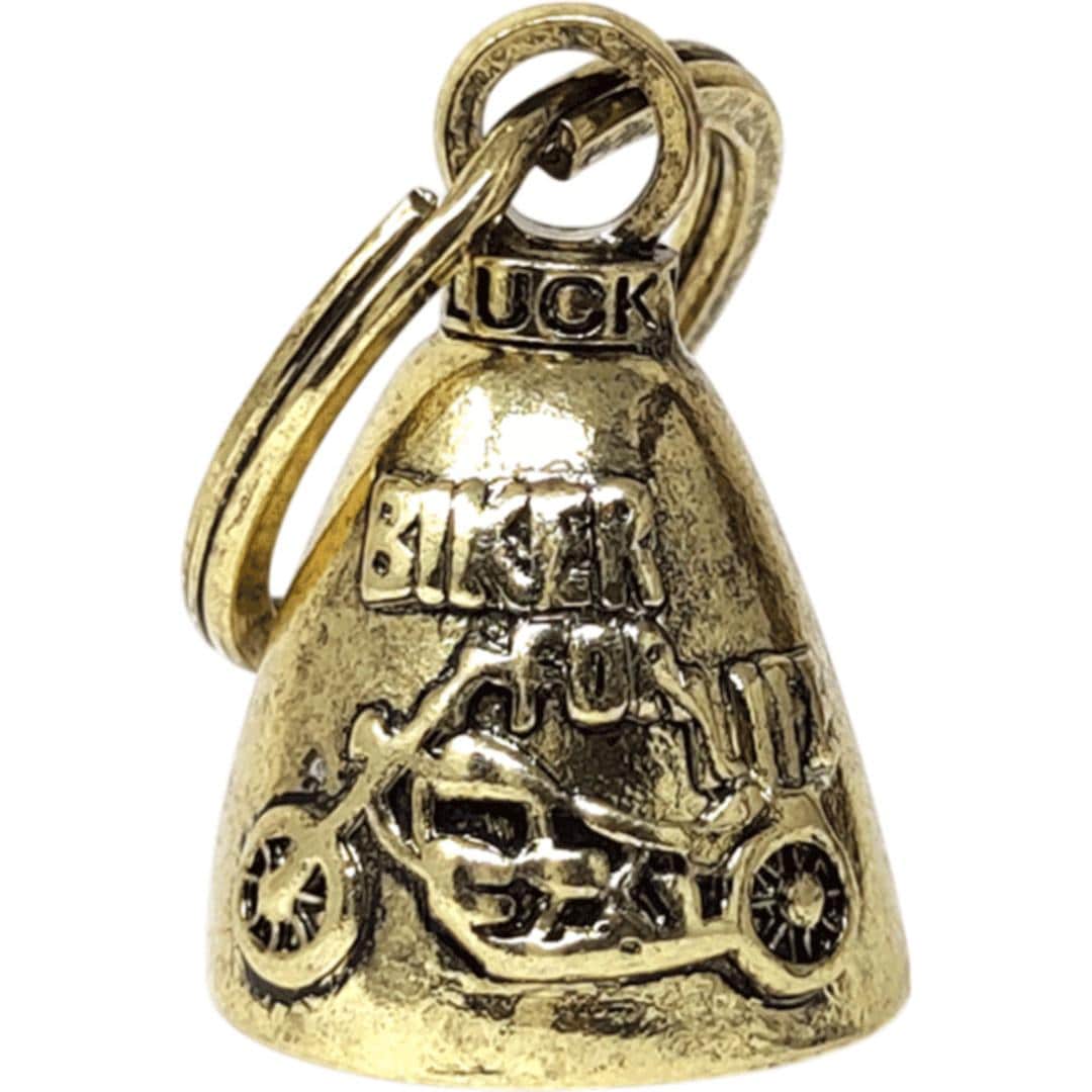 キーホルダー おしゃれ 通販 ラッキーベル キーリング ベルキーホルダー 鈴 鐘 交通安全 お守り バイカー ファッション ベル アメカジ グッズ ガーディアンベル アメリカン雑貨 かっこいい 音が鳴る 大人 バイクアクセサリー 小物 雑貨 熊よけ チョッパー/ゴールド ・