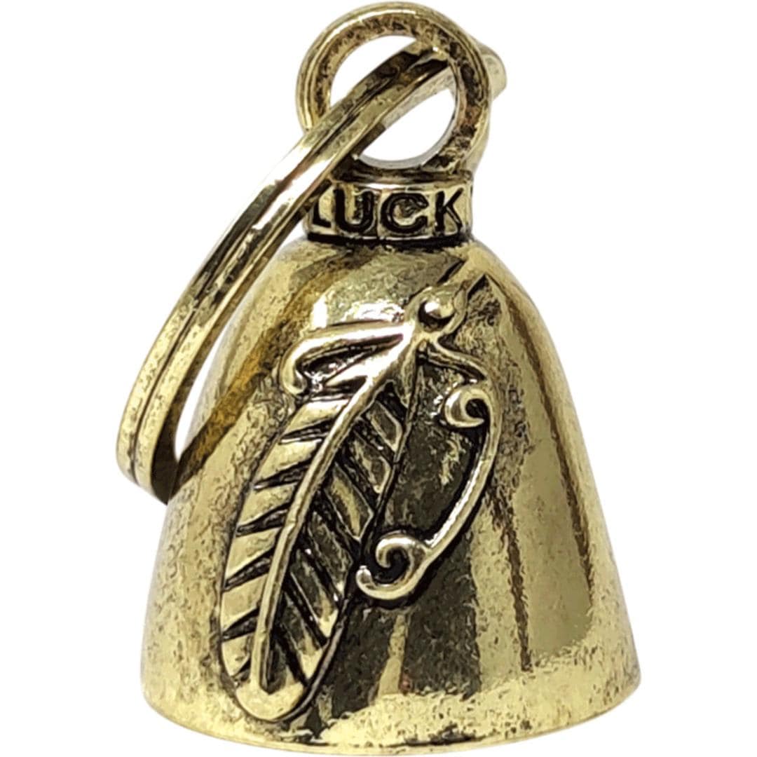 キーホルダー おしゃれ 通販 ラッキーベル キーリング ベルキーホルダー 鈴 鐘 交通安全 お守り バイカー ファッション ベル アメカジ グッズ ガーディアンベル アメリカン雑貨 かっこいい 音が鳴る 大人 バイクアクセサリー 小物 雑貨 熊よけ フェザー/ゴールド ・