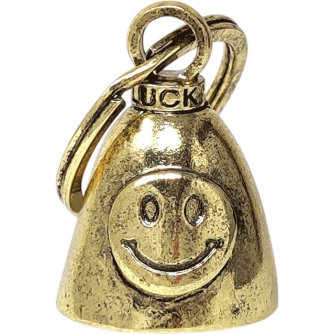 キーホルダー おしゃれ 通販 ラッキーベル キーリング ベルキーホルダー 鈴 鐘 交通安全 お守り バイカー ファッション ベル アメカジ グッズ ガーディアンベル アメリカン雑貨 かっこいい 音が鳴る 大人 バイクアクセサリー 小物 雑貨 熊よけ スマイルフェイス/ゴールド ・