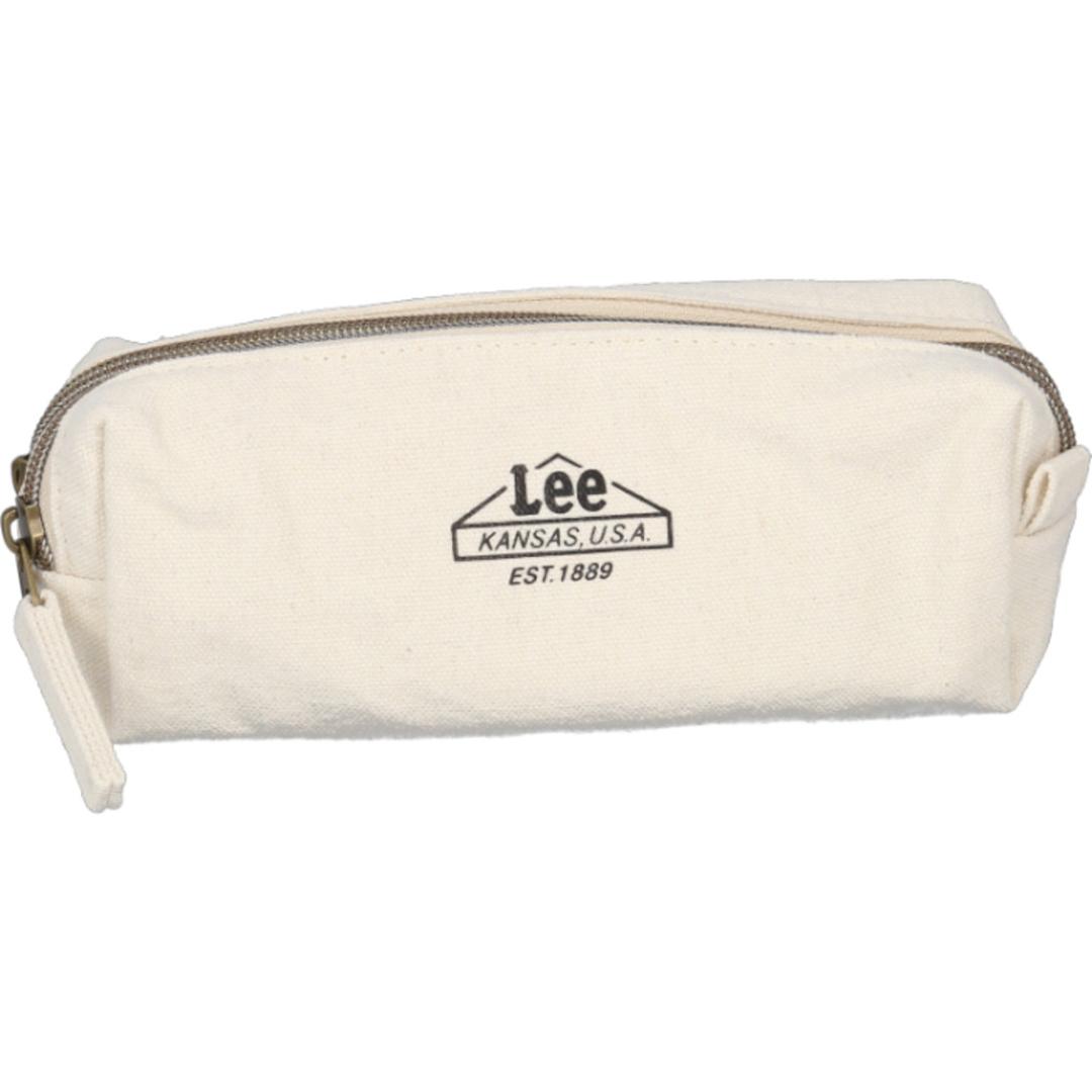 ペンケース おしゃれ 通販 Lee 筆箱 ふでばこ ポーチ シンプル 男女兼用 大容量 カジュアル マルチケース 小物入れ ペンポーチ 化粧ポーチ お洒落 かわいい 文房具入れ 筆記用具入れ 女性 男性 ギフト 贈り物 オフホワイト ・