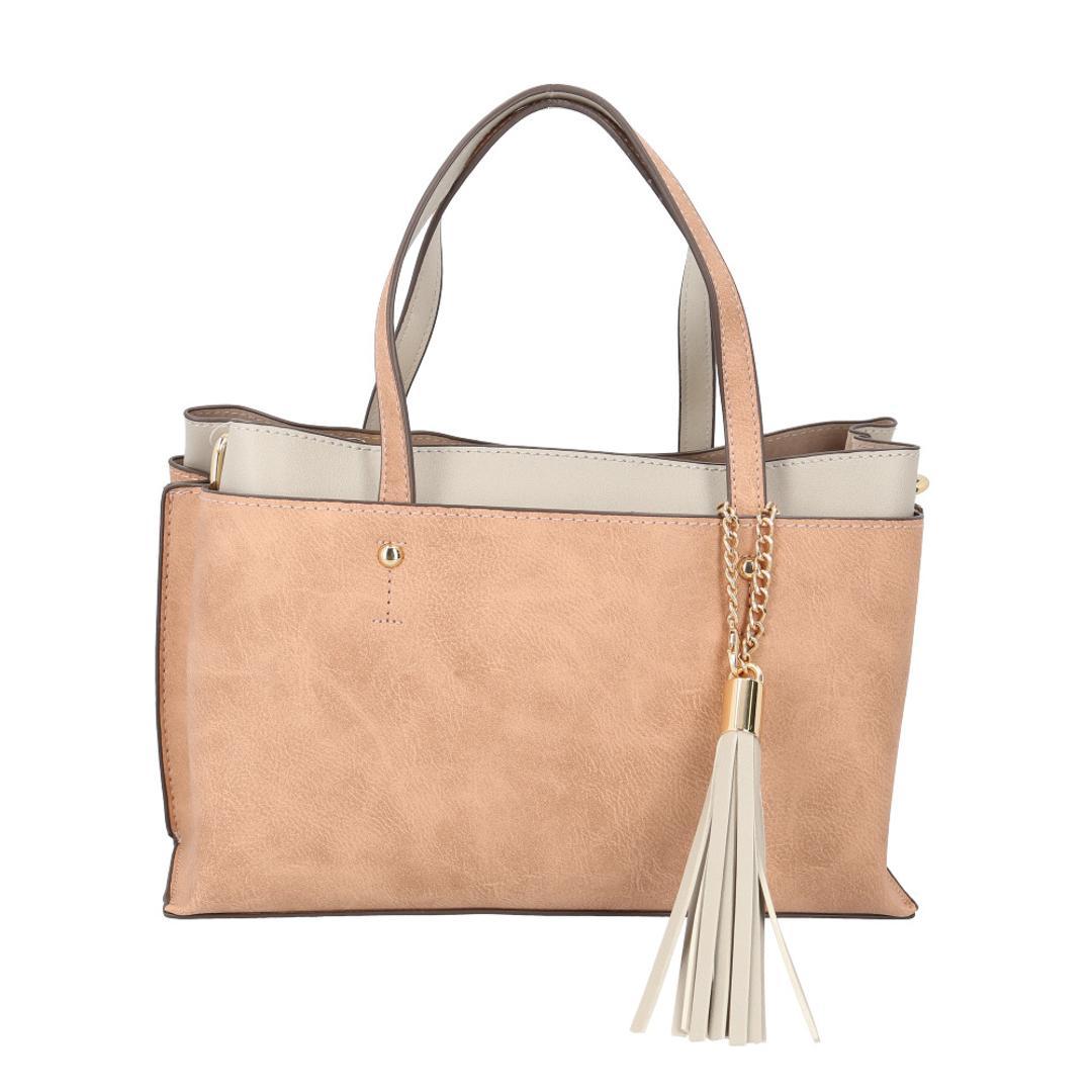 トートバッグ レディース 通販 ショルダーバッグ 2WAY 手提げバッグ バイカラーバッグ ツートンバッグ 斜めがけバッグ 肩掛け タッセルチャーム 長さ調節可能 バッグ かばん おしゃれ かわいい コンパクト シンプル 通勤 通学 お出掛け ギフト 贈り物 ピンク ・