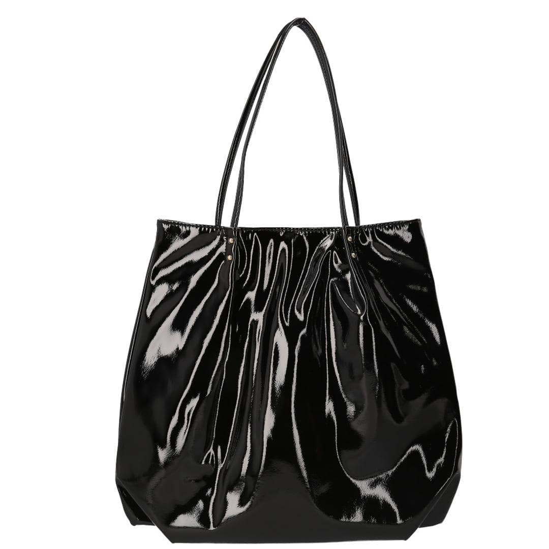 トートバッグ レディース きれいめ A4 通販 トートバック トート バッグ エナメルバッグ 肩掛けバッグ 肩掛けカバン 大きめ 通勤 通学 大容量 大人可愛い 大人 女性 ソフトエナメル 軽量 軽い おしゃれ 可愛い シンプル 無地 レディースバッグ ブラック ・