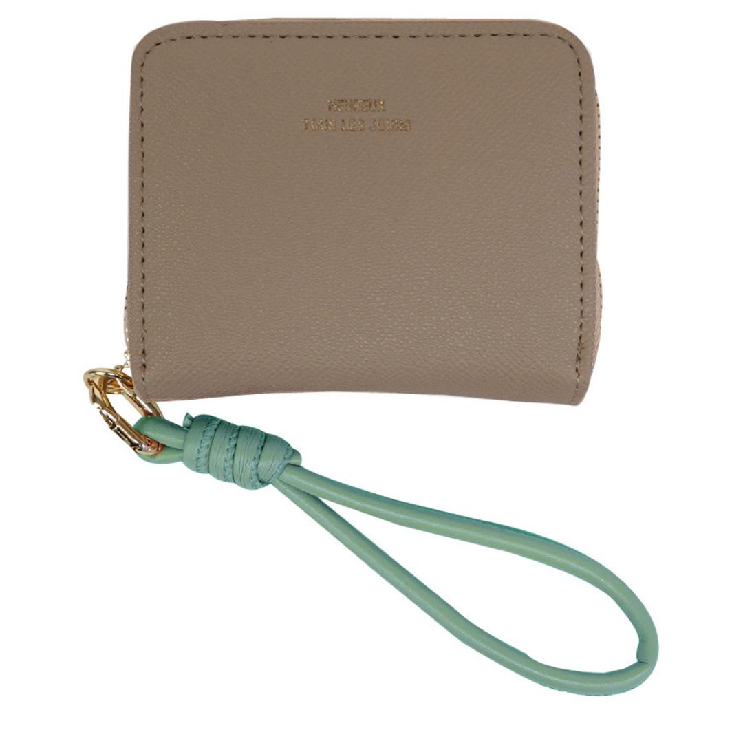 muumarju 財布 CMK-1136 通販 二つ折り財布 2つ折り財布 折りたたみ財布 box型小銭入れ カード入れ レディース コンパクト 女性 女子 ストラップ付き じゃばら ジャバラ HEUREUX TOUS LES JOURS レディース財布 無地 モカ ・