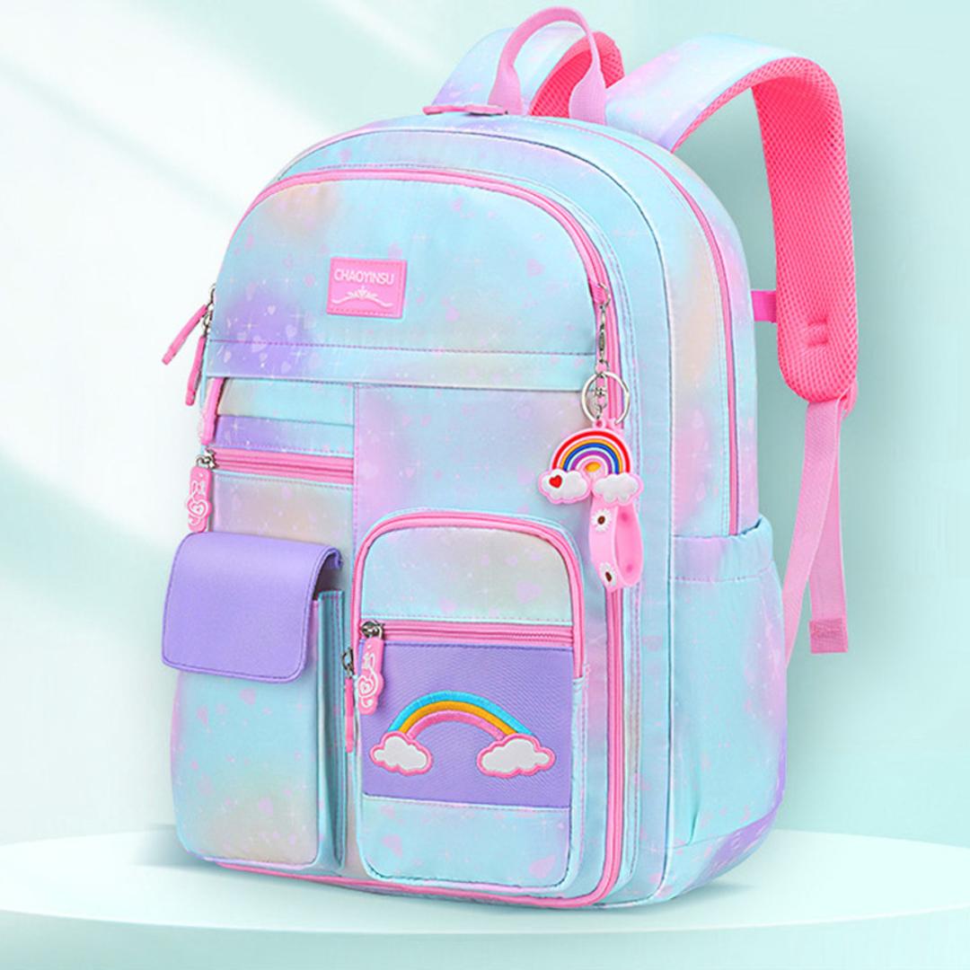 リュック キッズ 女の子 通販 バックパック リュックサック ナップザック キッズリュック デイパック スクールバッグ スクールバック マルチポケット ポケット かわいい 子供用 キッズ 子供 子ども こども 小学生 習い事 アウトドア お出かけ 旅行 遠足 ブルー ・