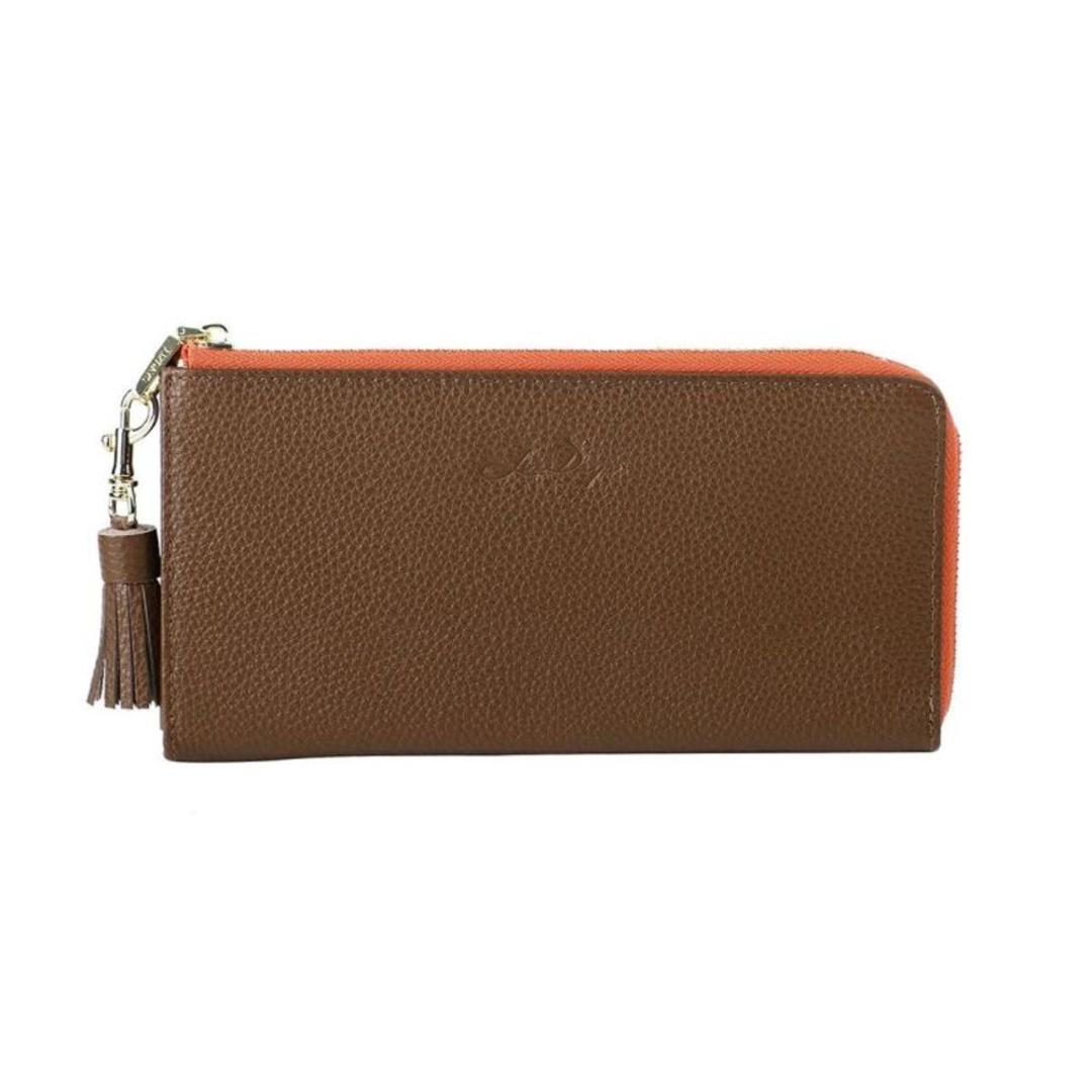 lizdays リズデイズ 長財布 lz-65105 通販 本革財布 牛革財布 財布 コインケース 長サイフ サイフ 小銭入れ ロングウォレット カード入れ スキミング防止 軽い 薄い l字ファスナー 磁気 本革 大容量 レディース おしゃれ ギフト ブラウン/オレンジ ・