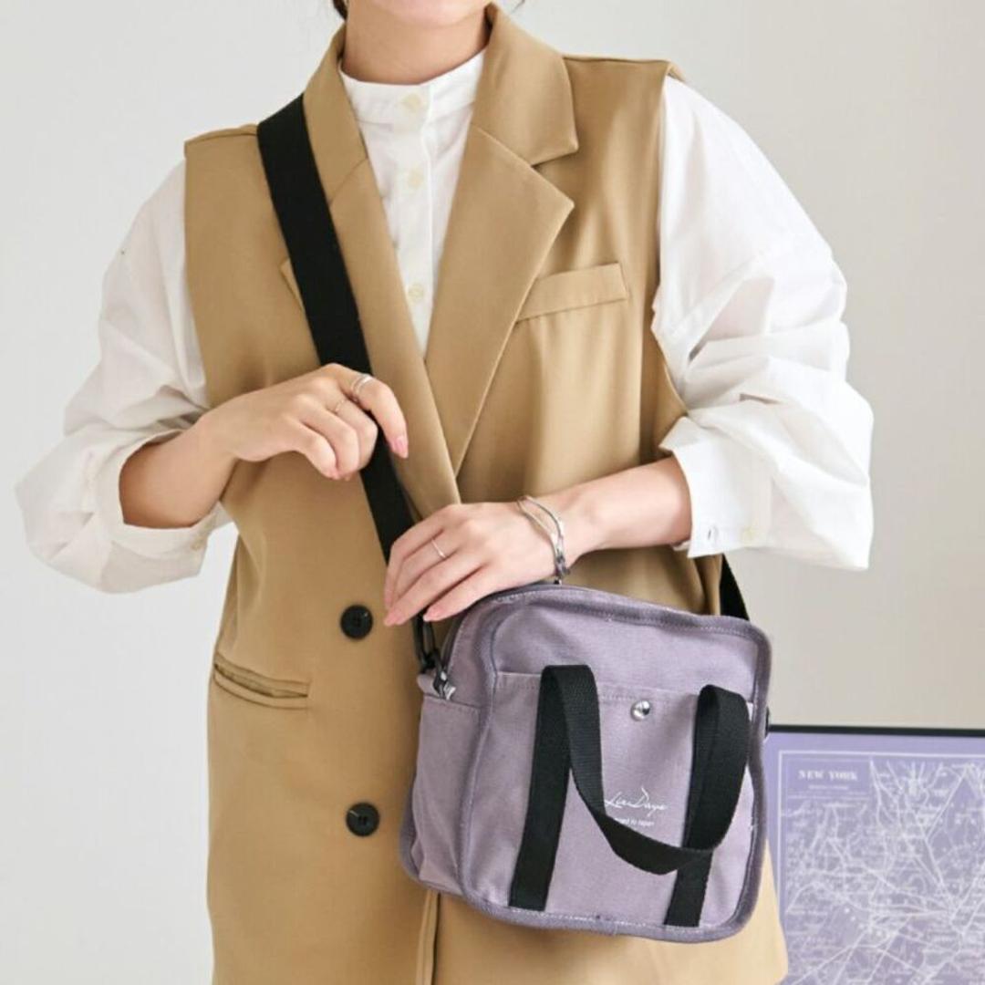 lizdays リズデイズ ショルダーバッグ lz-70615 通販 ミニショルダーバッグ ミニショルダーバック ミニバッグ 斜めがけバッグ レディース 2way 軽量 ファスナー付き キャンバス 肩掛け カジュアル お出かけ 大人 シンプル 柄 かわいい ダークグレー/ブラック ・