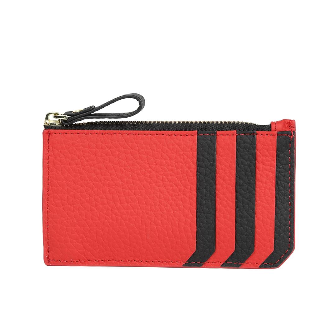 Melody メロディー カードケース レザー 12814 通販 カード入れ コイン入れ 小銭入れ コインケース お財布 財布 さいふ サイフ 牛革 ファスナーポケット カード ポケット 薄い シンプル 無地 ベーシック 男女兼用レディース メンズ ワインレッド×ブラック ・