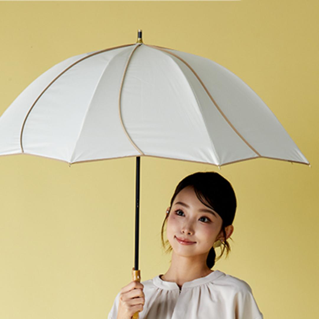 キザワ 日傘 ショート丈 通販 KIZAWA M55HB081API 長傘 ショート丈日傘 傘 ショート かさ カサ icolon ameri 花びら 55cm 8本骨 手開き おしゃれ シンプル かわいい 日よけ コンパクト レディース 女性 通勤 通学 オフ×ベージュ ・