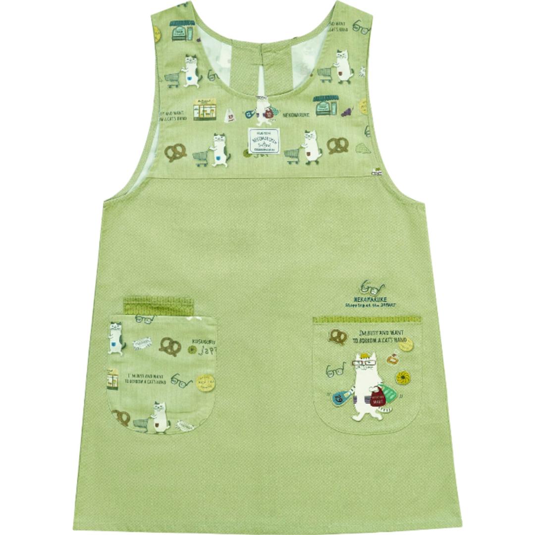 エプロン 猫 通販 クスグルジャパン ねこ柄エプロン 保育士 レディース かわいい おしゃれ 料理 掃除 女性 男性 シンプル カフェエプロン ワークエプロン 敬老の日 母の日 男女兼用 カフェ 喫茶 贈り物 ギフト 釦リボン/ベージュ ・