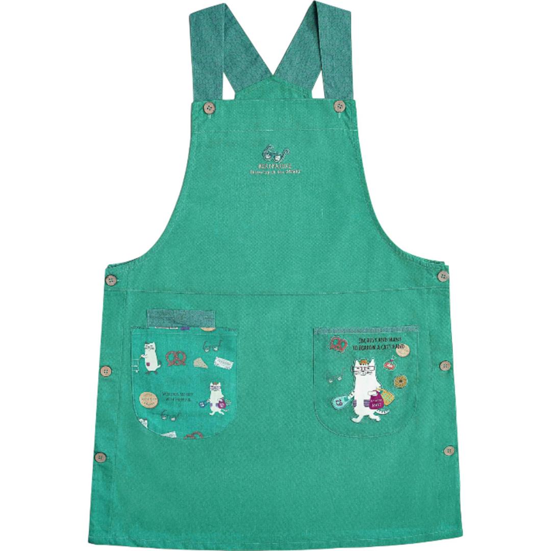 エプロン 猫 通販 クスグルジャパン ねこ柄エプロン 保育士 レディース かわいい おしゃれ 料理 掃除 女性 男性 シンプル カフェエプロン ワークエプロン 敬老の日 母の日 男女兼用 カフェ 喫茶 贈り物 ギフト 両脇釦あき/ブルーグレー ・