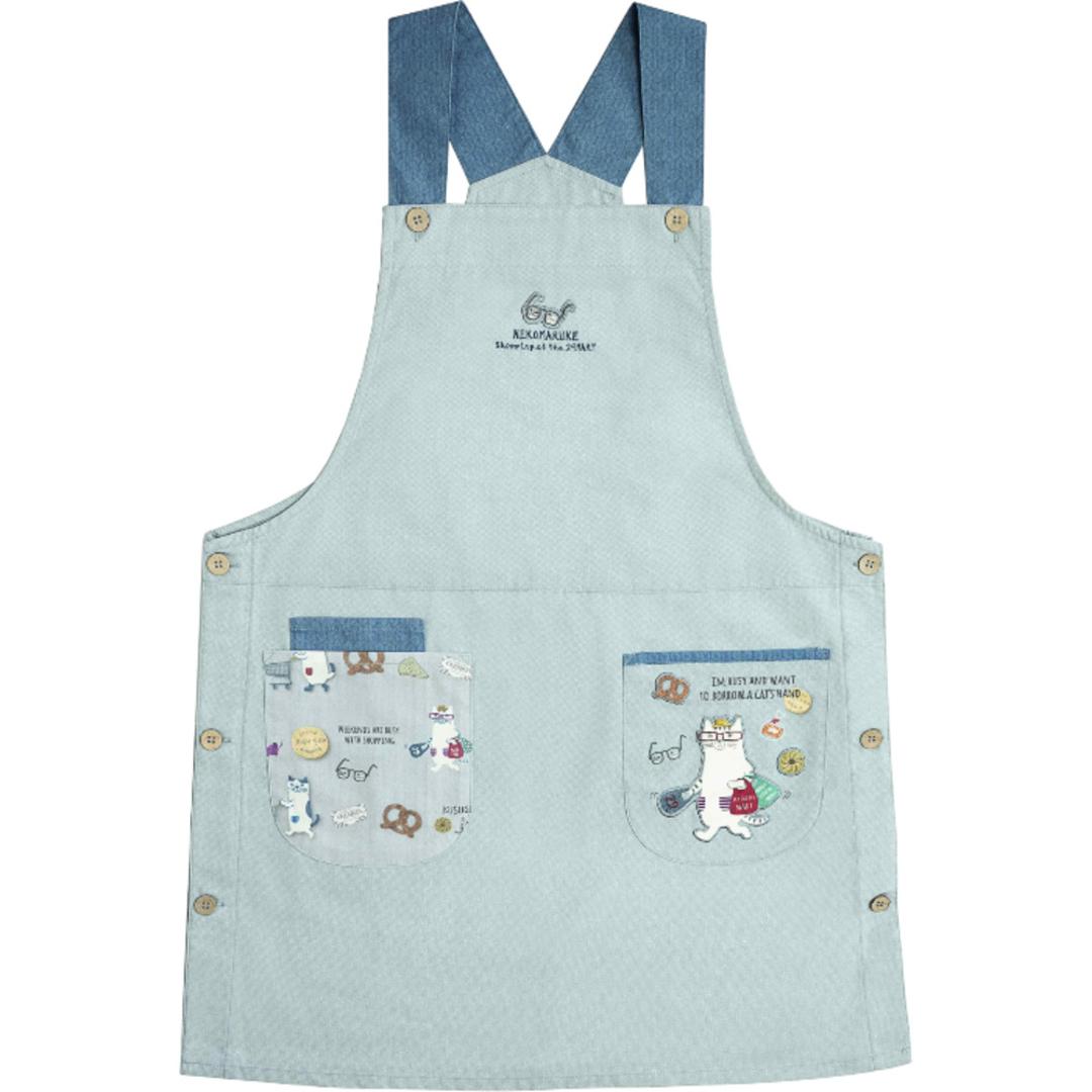 エプロン 猫 通販 クスグルジャパン ねこ柄エプロン 保育士 レディース かわいい おしゃれ 料理 掃除 女性 男性 シンプル カフェエプロン ワークエプロン 敬老の日 母の日 男女兼用 カフェ 喫茶 贈り物 ギフト 両脇釦あき/グレー ・