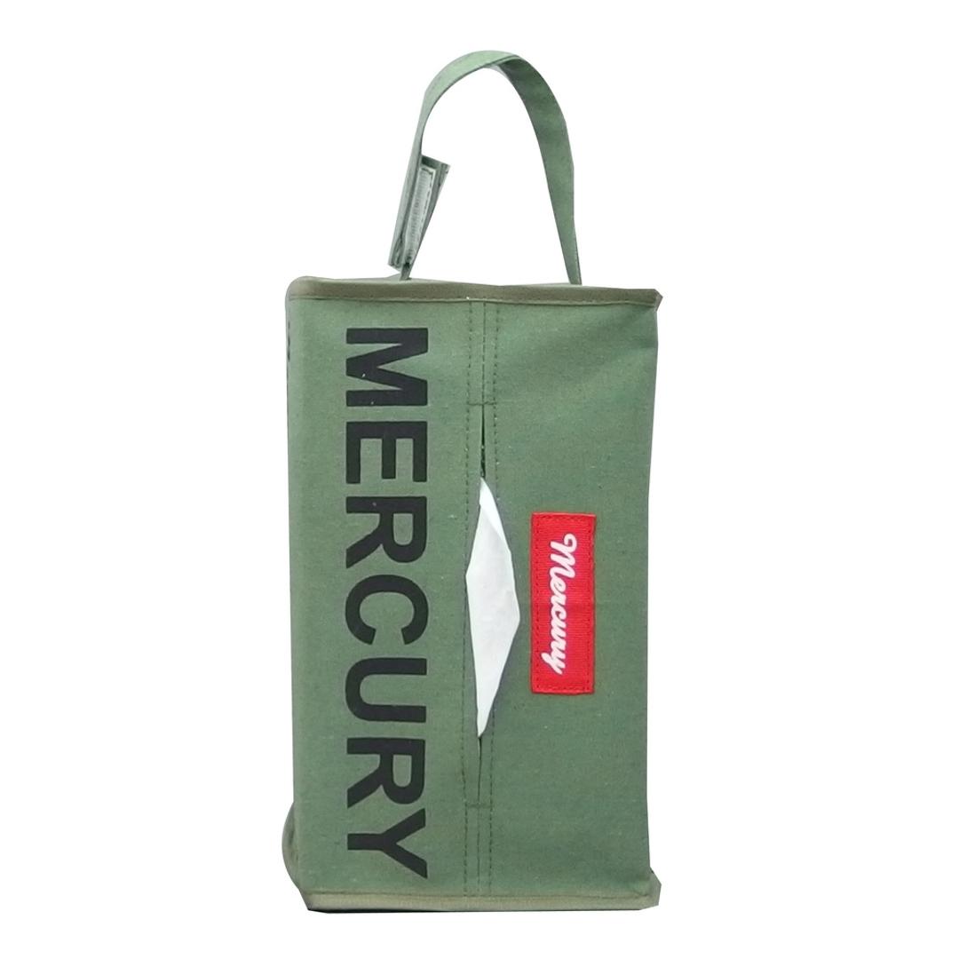 マーキュリー 雑貨 通販 ティッシュケース おしゃれ 吊り下げ 車 壁掛け ティッシュカバー 掛け MERCURY ティッシュボックスカバー 布 キャンバス ティッシュ ボックス カバー ケース アメリカン雑貨 男前 ボックス カーキ ・