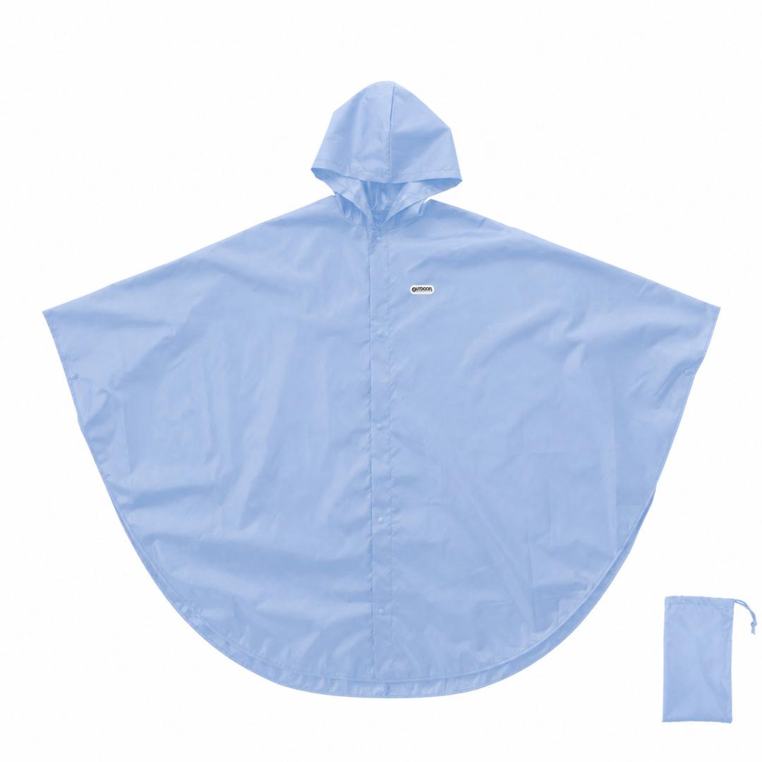 OUTDOOR PRODUCTS レインポンチョ 通販 アウトドアプロダクツ レインコート レインウエア カッパ かっぱ 雨合羽 雨がっぱ 雨具 レインぽんちょ 収納袋付き メンズ レディース 男性 女性 男女兼用 アウトドア 雨の日 キャンプ 通勤 通学 ライトブルー Mサイズ