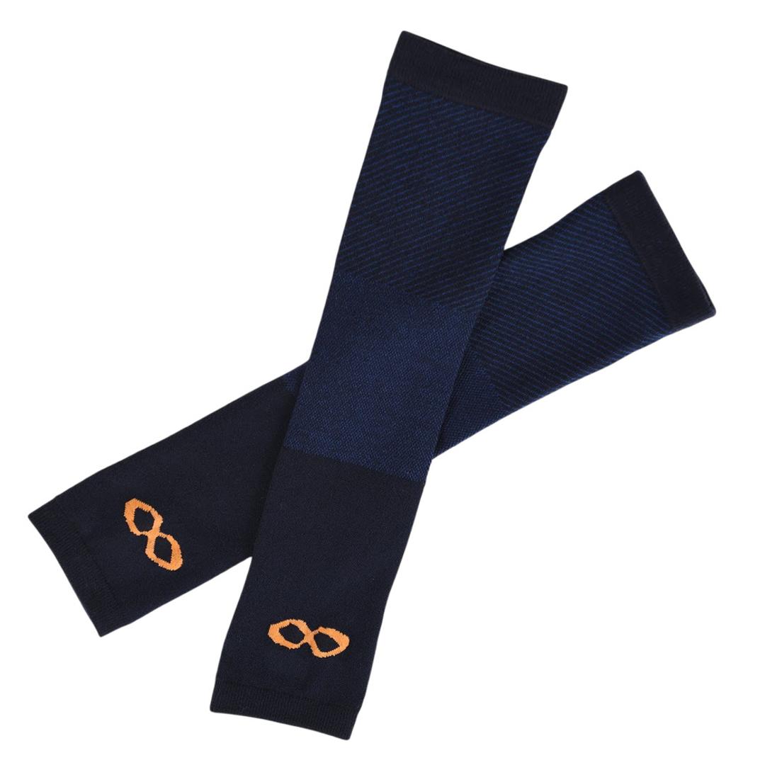 R×L アームカバー 通販 日本製 メリノ アームウォーマー ハンドウォーマー 手袋 ロング アールエル MWS9302 メンズ レディース 指なし 手首 あったか 冷え対策 暖かい 温かい 防寒 温活 スポーツ かわいい おしゃれ ネイビーxオレンジ ・