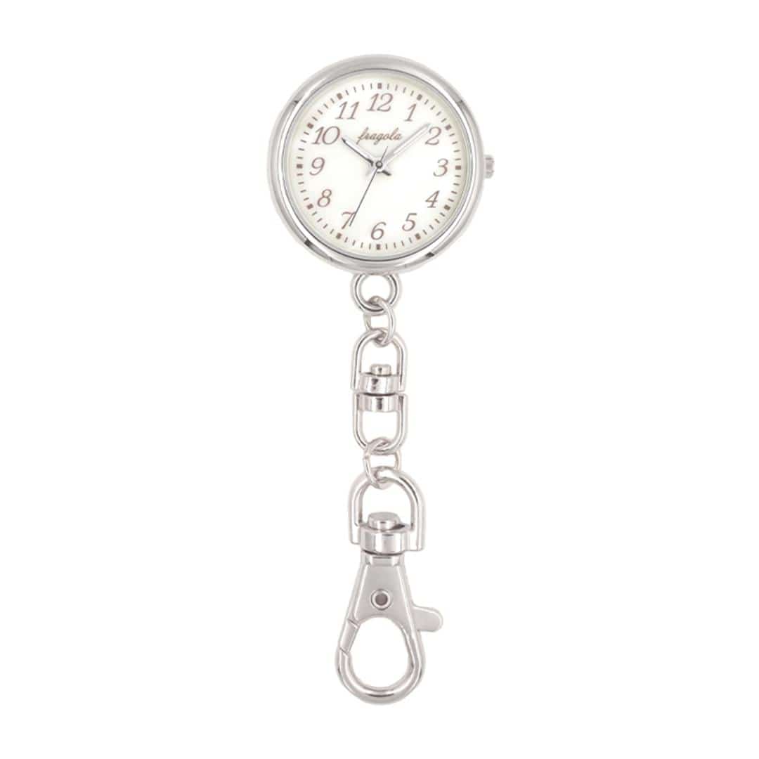 懐中時計 レディース 通販 fragola フラゴラ チャームウォッチ バッグチャーム キーホルダー 時計 キーホルダーウォッチ 時計キーホルダー 見やすい おしゃれ かわいい シンプル カジュアル 大人かわいい 母の日 贈り物 ギフト シルバー ・