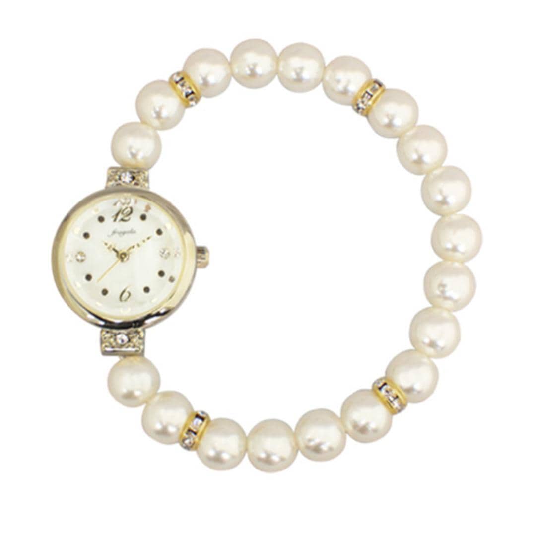 fragola 腕時計 通販 日本製ムーブメント リストウォッチ レディース 腕時計レディース じゃばらベルト 蛇腹ベルト アナログ ブレスウォッチ ブレスレット かわいい おしゃれ フラゴラ パールジャバラウォッチ N06618A-5 レディース腕時計 ゴールド ・