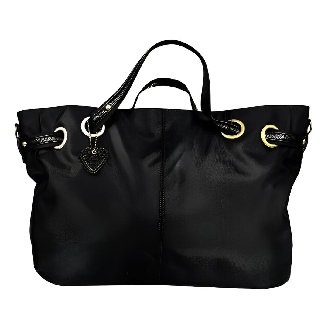 トートバッグ 大容量 肩掛け 通販 トートバック トート 手提げ ワンショルダー ショルダー ななめ掛け 斜めかけ ショルダーバッグ ショルダーベルト付き チャーム付き 大きめ ナイロン Nobile Jwels ノーブルジュエルス 通勤 旅行 ブラック ・