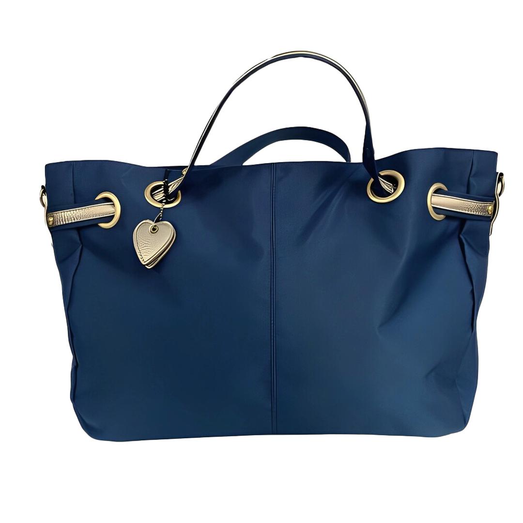 トートバッグ 大容量 肩掛け 通販 トートバック トート 手提げ ワンショルダー ショルダー ななめ掛け 斜めかけ ショルダーバッグ ショルダーベルト付き チャーム付き 大きめ ナイロン Nobile Jwels ノーブルジュエルス 通勤 旅行 ネイビー ・