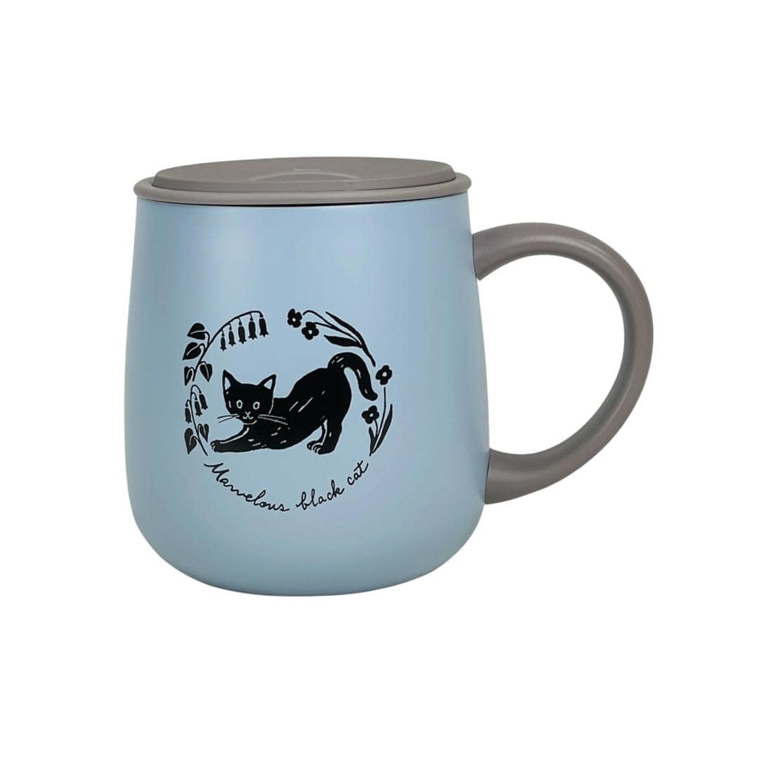 ステンレスマグカップ かわいい 猫 通販 真空断熱 マグカップ 保冷 保温 ステンレスマグ おしゃれ コップ 蓋付き 300ml ふた付き nanineco タンブラー ねこ ネコ ピクニック キャンプ アウトドア 雑貨 贈り物 ギフト 贈りもの M.黒ネコ ・