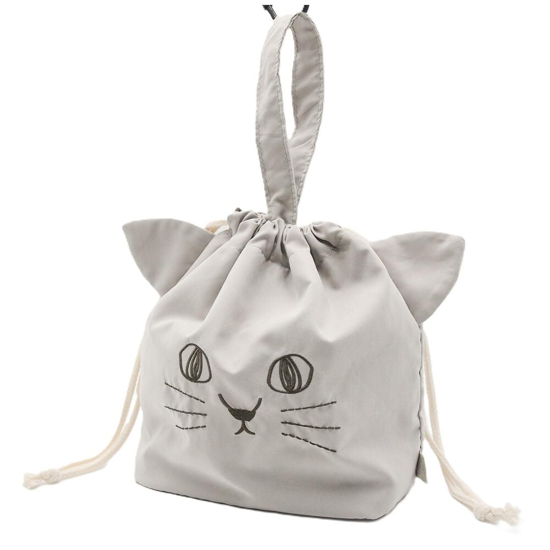 ランチバッグ お弁当袋 通販 巾着 弁当袋 ランチ巾着 ランチバック かわいい 可愛い 大人 子供 巾着袋 保冷 猫 ねこ ネコ にゃふにゃふ レディース メンズ アニマル 動物 猫グッズ 巾着ランチバッグ おしゃれ オシャレ ランチグッズ 持ち運び 学生 グレー ・