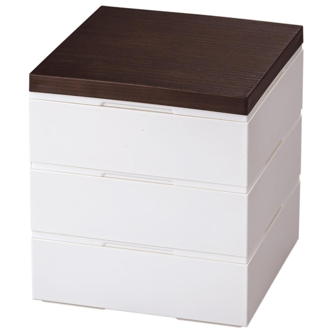 NH home エヌエイチホーム 弁当箱 三段 小さめ 通販 日本製 国産 お重箱 重箱 御重 ランチボックス お弁当箱 三段重箱 15cm 木目 シンプル 無地 運動会 おしゃれ 行楽 スタイリッシュ ピクニック アウトドア キッチン用品 ダークブラウン ・