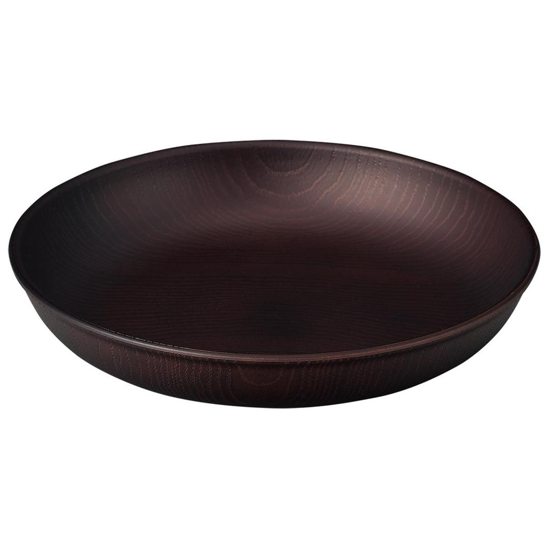 ラウンドプレート 通販 日本製 木目 直径22.5cm×高さ4cm カフェランチプレート 取り皿 食洗機対応 電子レンジ対応 おしゃれ オシャレ 食器 かわいい 軽い アウトドア カフェ バーベキュー ギフト お祝い キャンプ 正和 ダークブラウン ・