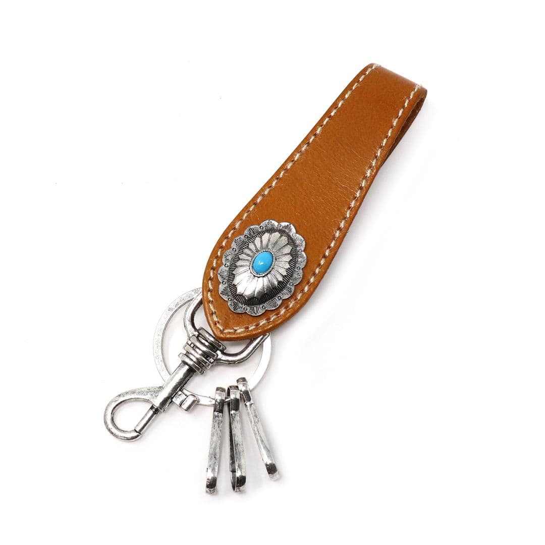 キーホルダー メンズ 通販 キーリング コンチョキーホルダー ベルトループ 牛革 革 本革 ココペリ コンチョ レディース キーアクセサリー フック 鍵 カギ おしゃれ かっこいい シンプル 飾りボタン レザー ギフト 贈り物 CAMEL ・