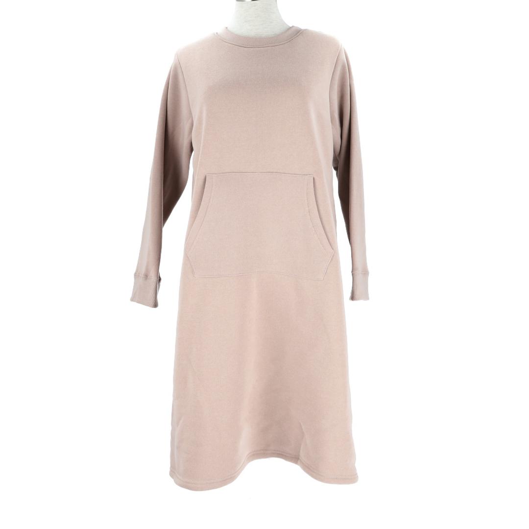 ワンピース ルームウェア 通販 レディース パジャマ 部屋着 おしゃれ 長袖 裏ボア クルーネック かわいい 女性 あったか 無地 冬 ナイトウェア 大人 可愛い ロング ギフト BEIGE ・