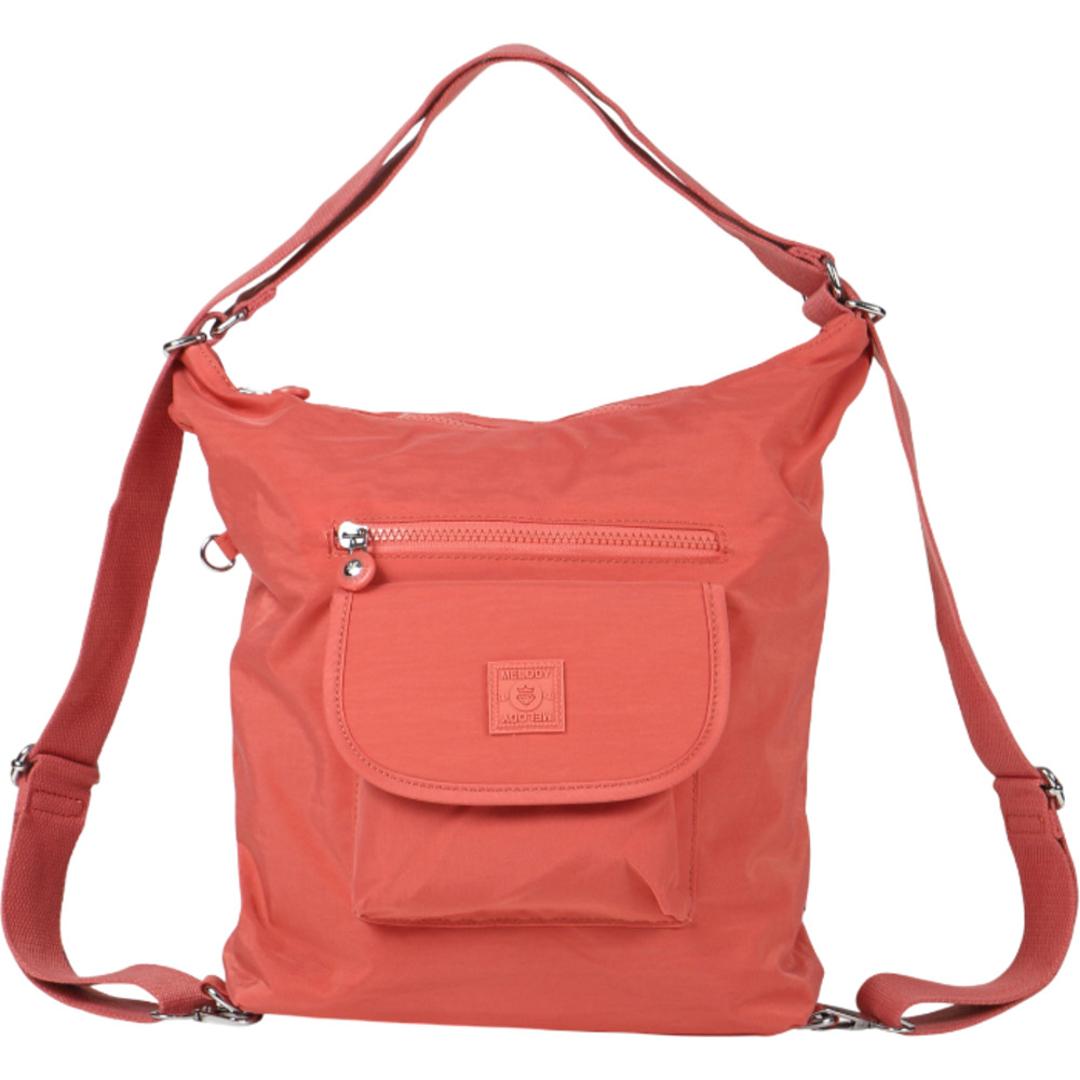 Melody メロディー リュック ショルダー 通販 肩掛け 斜め掛け 3WAY リュックサック バックパック デイパック ショルダーバック ショルダーバッグ 斜めかけ ななめかけ シンプル レディースバッグ レディースリュック レディース 大人 通勤 14.サーモンピンク ・