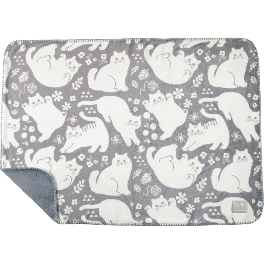 にゃふにゃふ ひざかけ 通販 ひざ掛け ブランケット 膝掛け 毛布 膝掛 ハーフケット ネコ 猫 ねこ アンミーナ 防寒 あったか おしゃれ かわいい 小さめ アニマル 動物 ふわふわ 節電 70×100cm 100×70cm ダイカイ 寝具 インテリア ボタニカル柄.グレー ・