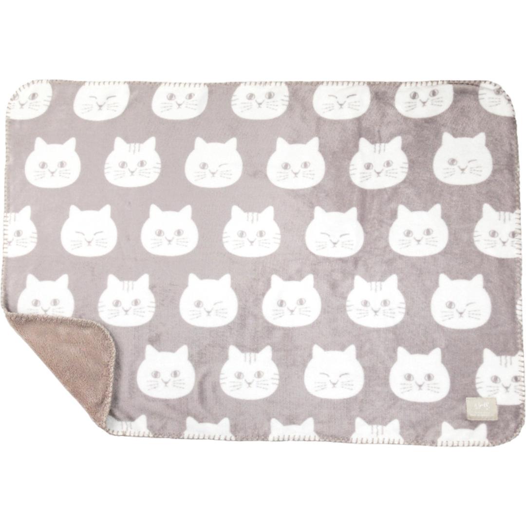 にゃふにゃふ ひざかけ 通販 ひざ掛け ブランケット 膝掛け 毛布 膝掛 ハーフケット ネコ 猫 ねこ アンミーナ 防寒 あったか おしゃれ かわいい 小さめ アニマル 動物 ふわふわ 節電 70×100cm 100×70cm ダイカイ 寝具 インテリア フェイス柄.ベージュ ・