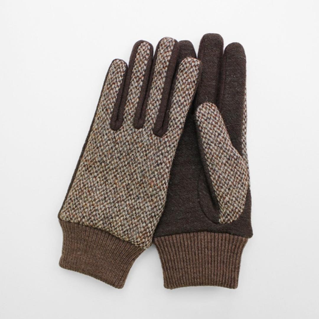 ハリスツイード 手袋 レディース 通販 クロダ KURODA OB70206L7 グローブ かわいい 暖かい スマホ対応 通勤 通学 チェック おしゃれ 可愛い オシャレ 5本指 Harris Tweed アクリル ウール レディース手袋 ファッション小物 ベージュ ・