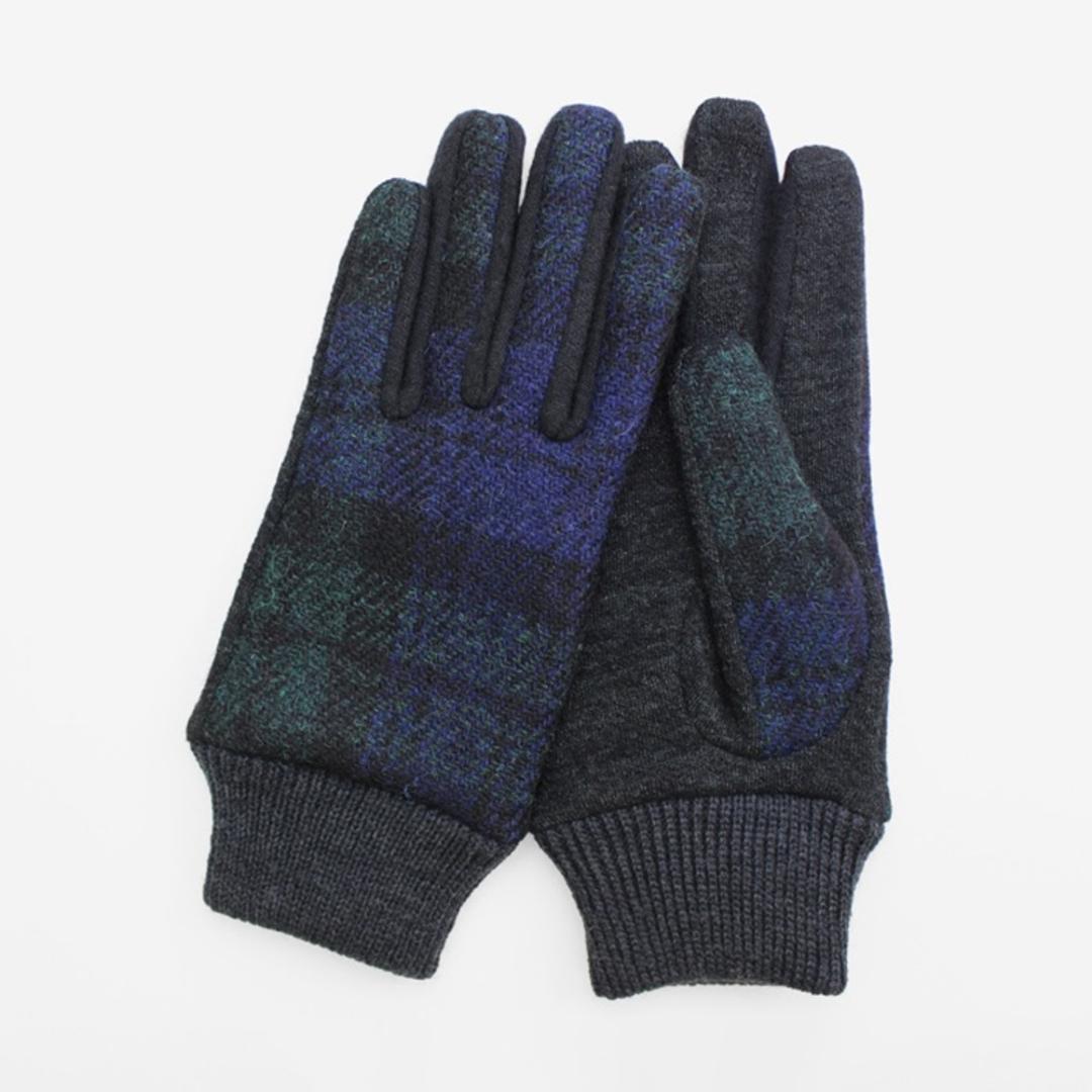 ハリスツイード 手袋 レディース 通販 クロダ KURODA OB70206L7 グローブ かわいい 暖かい スマホ対応 通勤 通学 チェック おしゃれ 可愛い オシャレ 5本指 Harris Tweed アクリル ウール レディース手袋 ファッション小物 ブラックウォッチ ・