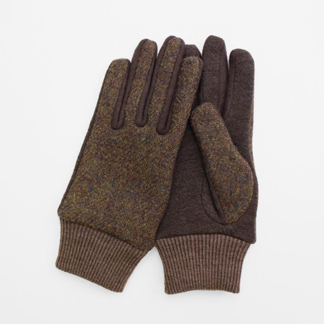 ハリスツイード 手袋 レディース 通販 クロダ KURODA OB70206L7 グローブ かわいい 暖かい スマホ対応 通勤 通学 チェック おしゃれ 可愛い オシャレ 5本指 Harris Tweed アクリル ウール レディース手袋 ファッション小物 ブラウン ・