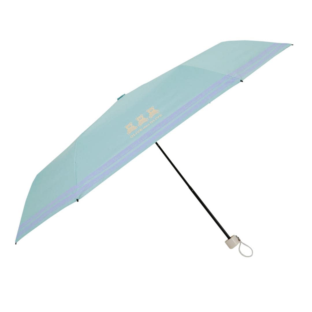 OLIVE des OLIVE 傘 オリーブデオリーブ 通販 折りたたみ傘 55cm 晴雨兼用傘 日傘 遮光 UVカット 折り畳み傘 かさ カサ キッズ 子供 小学生 中学生 通学 女の子 女子 置き傘 おしゃれ かわいい オシャレ 可愛い ブランド 子ども傘 ベアー/ミント ・