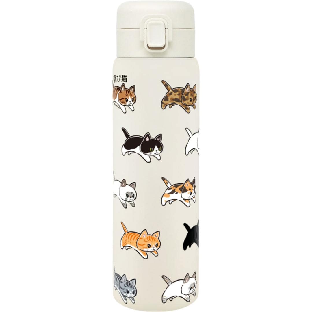 水筒 ワンタッチ かわいい 480ml 通販 ステンレスボトル ワンプッシュボトル マグボトル ステンレス水筒 直飲み水筒 キャラクター おしゃれ ステンレス 直飲み 子ども キッズ 子供 こども 小学生 スポーツ 保冷 通学 中学生 大人 通勤 子供用水筒 飛び猫xICEBEANS ・