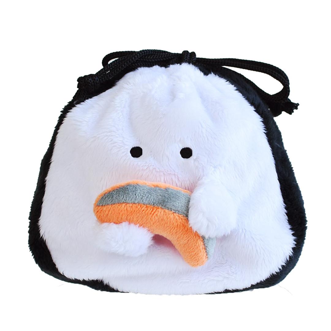 巾着ポーチ かわいい 通販 巾着 ポーチ 巾着袋 小物入れ 化粧ポーチ 持ち歩き コスメーポーチ マルチケース コンパクト 可愛い ぬいぐるみ マスコット 小物収納 整理整頓 旅行 子供 こども 女性 マチ付き ぎゅっとおにぎりさん ギフト 贈り物 鮭 ・