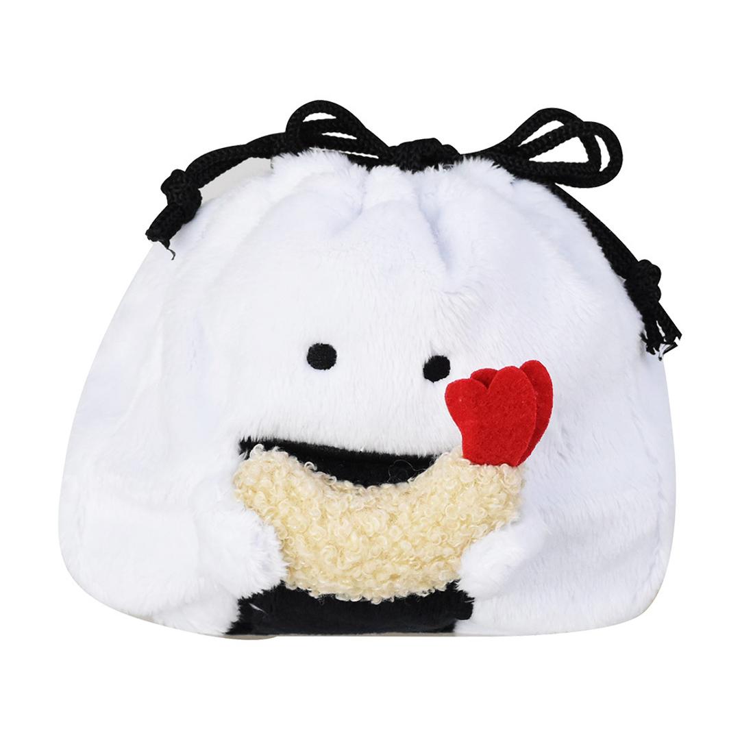 巾着ポーチ かわいい 通販 巾着 ポーチ 巾着袋 小物入れ 化粧ポーチ 持ち歩き コスメーポーチ マルチケース コンパクト 可愛い ぬいぐるみ マスコット 小物収納 整理整頓 旅行 子供 こども 女性 マチ付き ぎゅっとおにぎりさん ギフト 贈り物 天むす ・