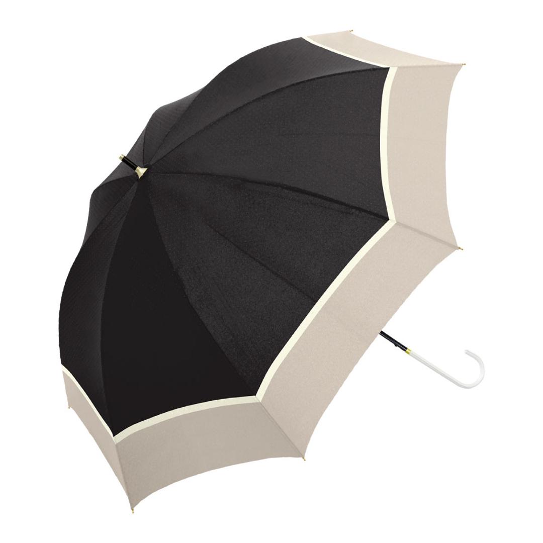 日傘 完全遮光 長傘 遮熱 通販 100% 遮光 レディース 50cm おしゃれ 軽量 軽い UVカット 紫外線対策 遮光率 紫外線遮蔽率 晴雨兼用 UPF 50+ ブラックコーティング 熱中症対策 通勤 通学 傘 Parasol 3トーンバイカラー/ブラック ・