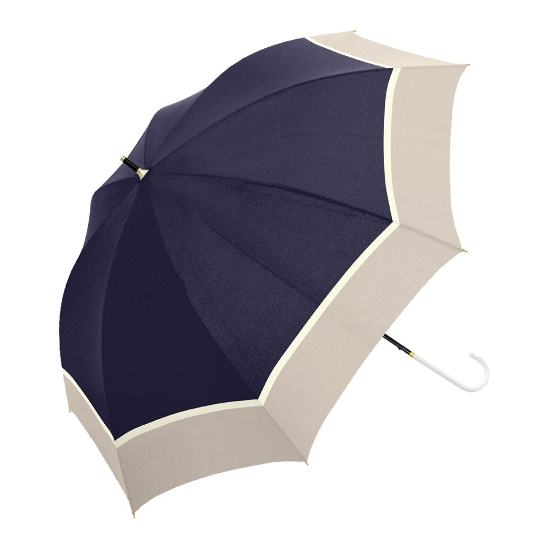 日傘 完全遮光 長傘 遮熱 通販 100% 遮光 レディース 50cm おしゃれ 軽量 軽い UVカット 紫外線対策 遮光率 紫外線遮蔽率 晴雨兼用 UPF 50+ ブラックコーティング 熱中症対策 通勤 通学 傘 Parasol 3トーンバイカラー/ネイビー ・