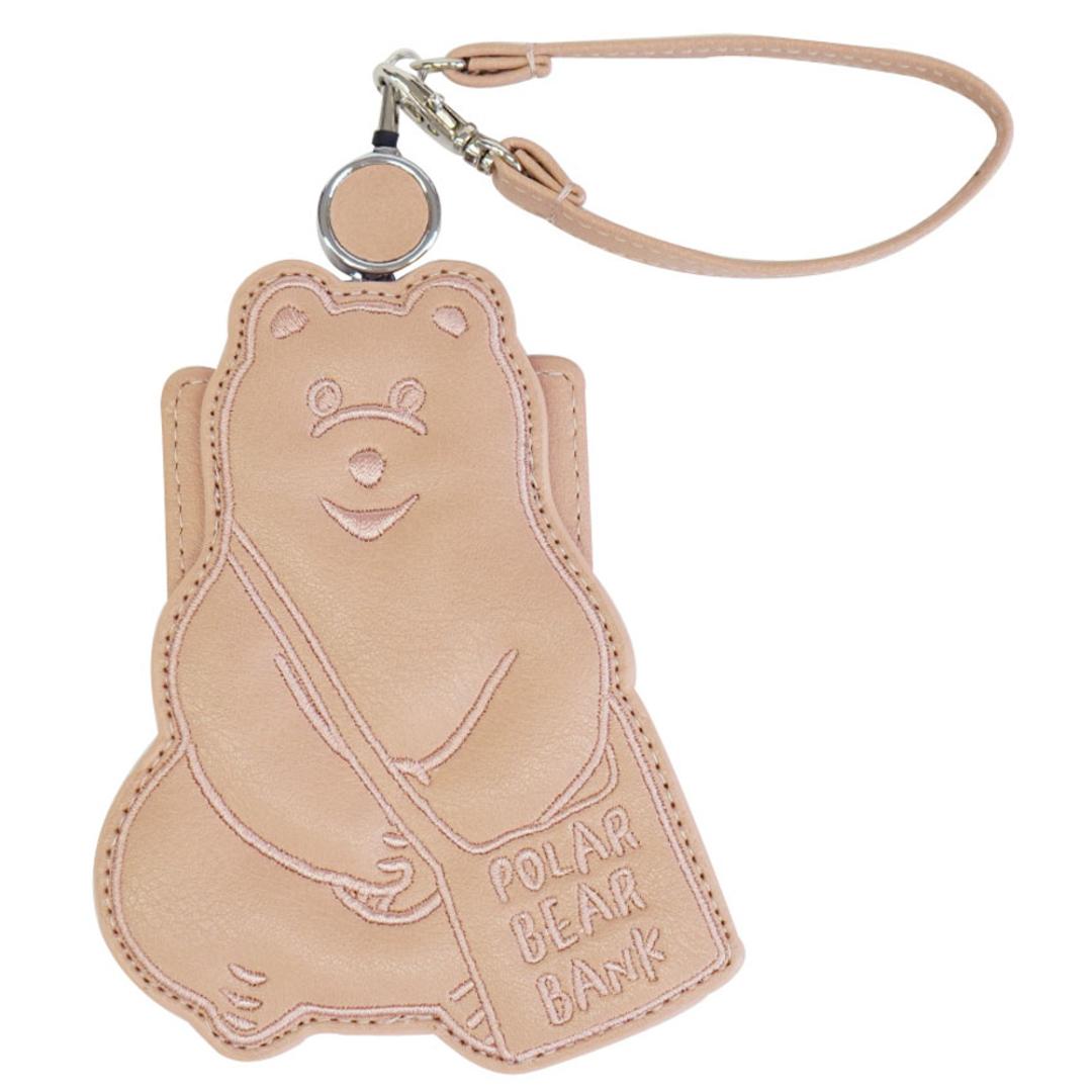 ポーラーベアバンク パスケース 通販 リール付きパスケース 定期入れ 定期券ケース パス ケース リール付き キャラクター レディース 通勤 通学 かわいい おしゃれ シンプル 大人 学生 高校生 中学生 オシャレ 可愛い くま シロクマ PBB-042 ピンクベージュ ・