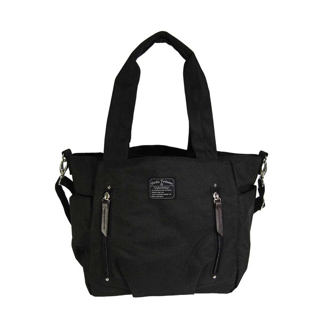 トートバッグ レディース 軽量 通販 ショルダーバッグ トート ショルダーベルト 肩掛け 肩かけ バッグ バック 鞄 かばん カバン 2way メンズ Porta Fortuna 4509 優美社 小物収納 ポケット 旅行 シンプル かわいい おしゃれ ブラック ・